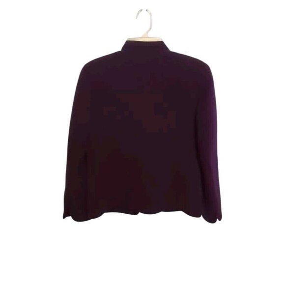 Talbots Dark Purple 100% Wool Open Blazer Size 6 Lined Shoulder Pads - Picture 8 of 14
